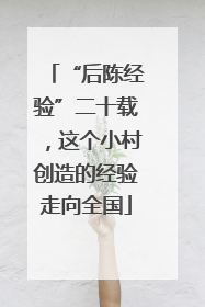 “后陈经验”二十载，这个小村创造的经验走向全国
