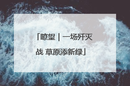 瞭望｜一场歼灭战 草原添新绿