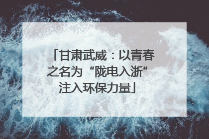 甘肃武威：以青春之名为“陇电入浙”注入环保力量