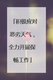 积极应对恶劣天气，全力开展保畅工作