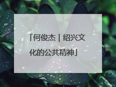 何俊杰｜绍兴文化的公共精神