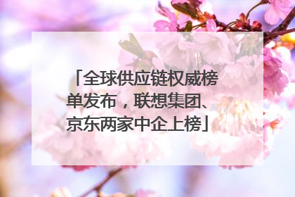 全球供应链权威榜单发布，联想集团、京东两家中企上榜