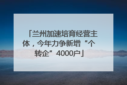 兰州加速培育经营主体，今年力争新增“个转企”4000户