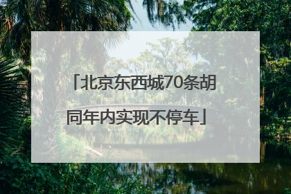 北京东西城70条胡同年内实现不停车