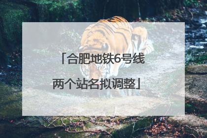 合肥地铁6号线两个站名拟调整