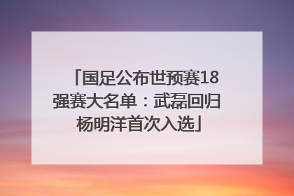 国足公布世预赛18强赛大名单：武磊回归 杨明洋首次入选