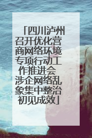 四川泸州召开优化营商网络环境专项行动工作推进会 涉企网络乱象集中整治初见成效
