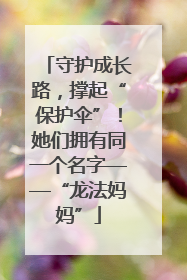 守护成长路，撑起“保护伞”！她们拥有同一个名字——“龙法妈妈”