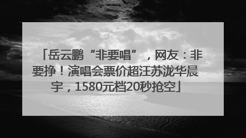 岳云鹏“非要唱”，网友：非要挣！演唱会票价超汪苏泷华晨宇，1580元档20秒抢空