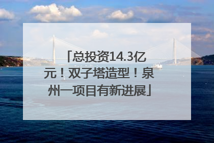 总投资14.3亿元！双子塔造型！泉州一项目有新进展