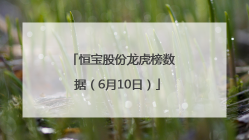 恒宝股份龙虎榜数据（6月10日）