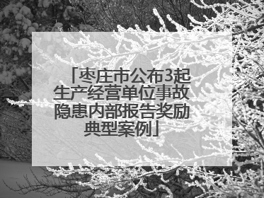枣庄市公布3起生产经营单位事故隐患内部报告奖励典型案例