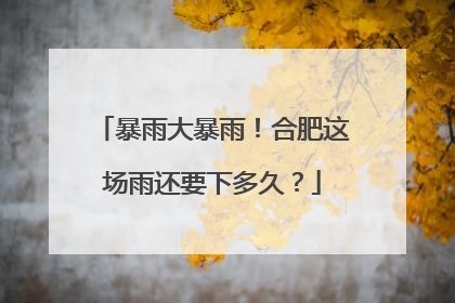 暴雨大暴雨！合肥这场雨还要下多久？