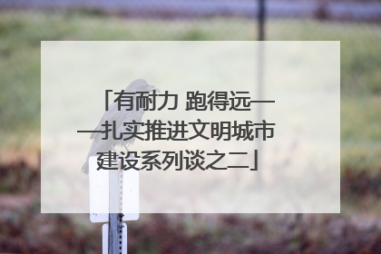 有耐力 跑得远——扎实推进文明城市建设系列谈之二