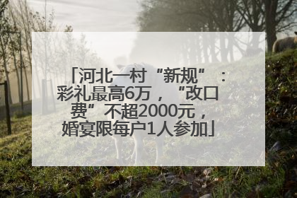河北一村“新规”：彩礼最高6万，“改口费”不超2000元，婚宴限每户1人参加