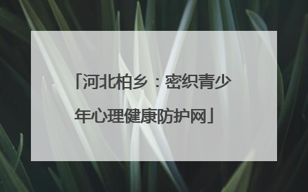 河北柏乡：密织青少年心理健康防护网