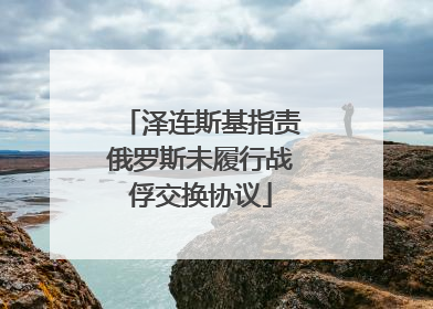 泽连斯基指责俄罗斯未履行战俘交换协议