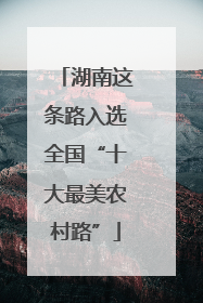 湖南这条路入选全国“十大最美农村路”