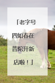 老字号四如春在普陀开新店啦！