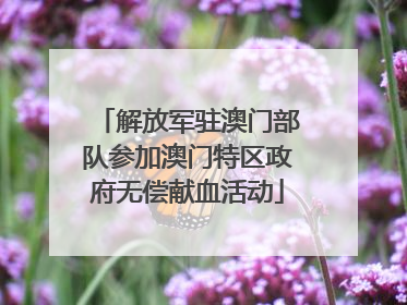 解放军驻澳门部队参加澳门特区政府无偿献血活动