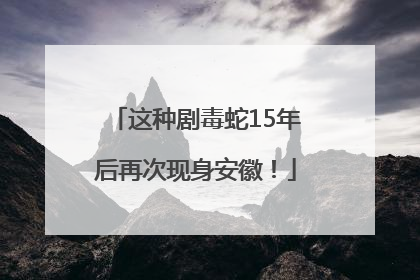 这种剧毒蛇15年后再次现身安徽！