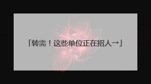 转需！这些单位正在招人→