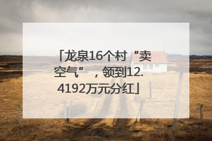 龙泉16个村“卖空气”，领到12.4192万元分红