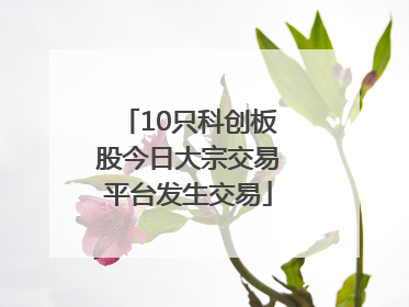 10只科创板股今日大宗交易平台发生交易
